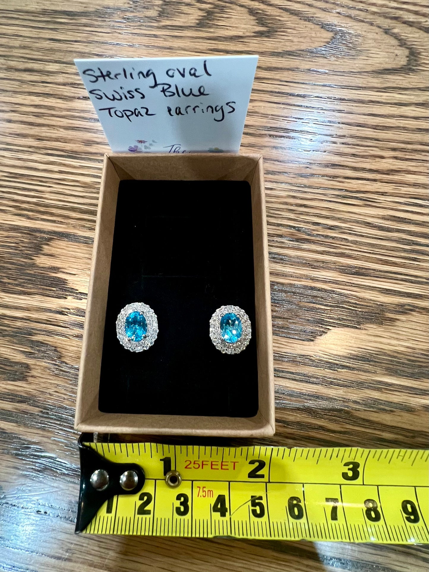 Sterling Oval Swiss Blue Topaz earrings