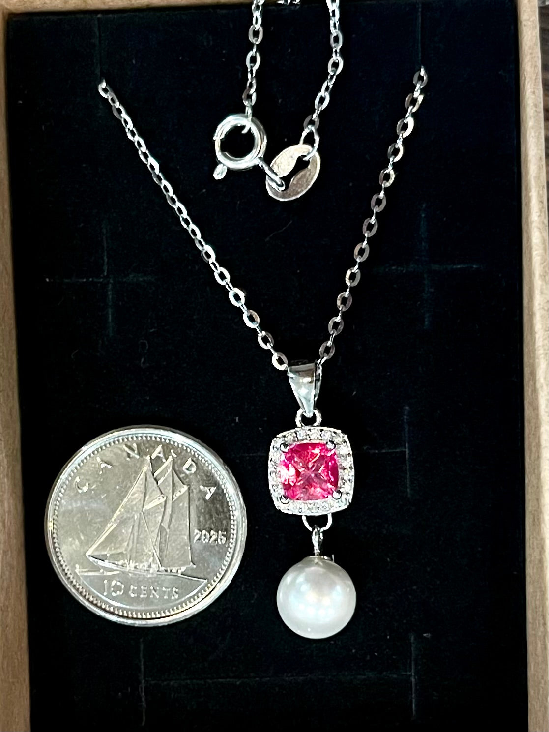 Sterling pink topaz necklace