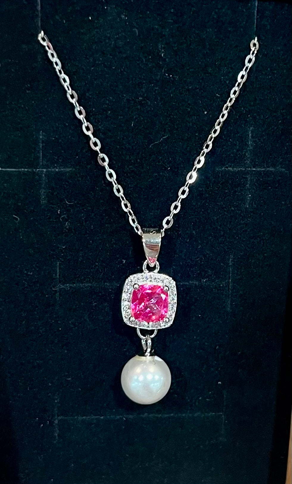 Sterling pink topaz necklace