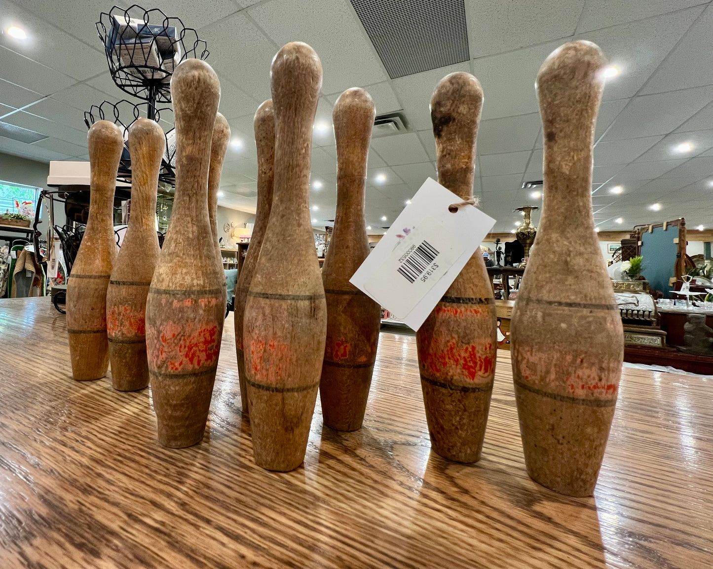 9pc Antique juggling/bowling pin