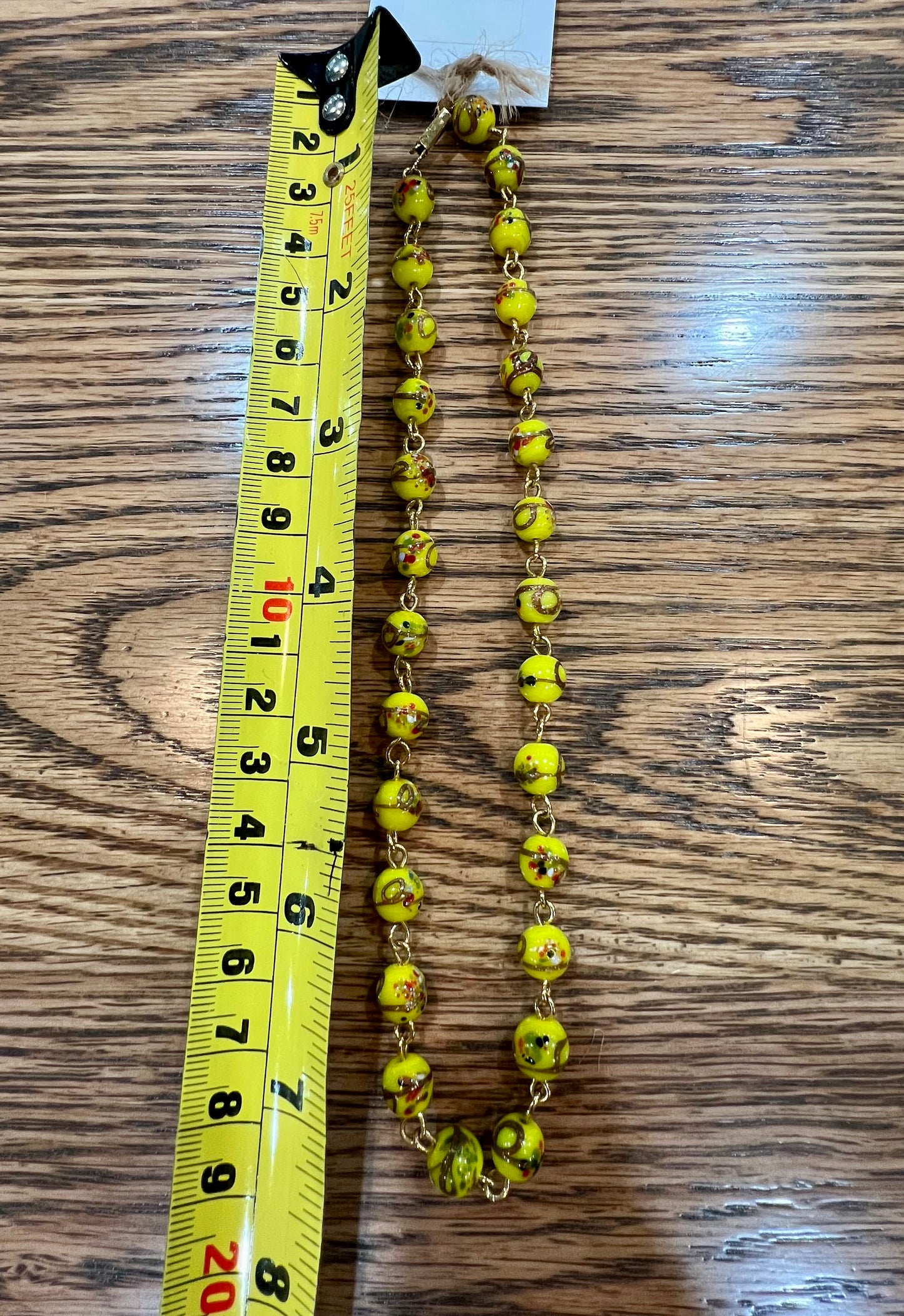 Yellow glass bead necklace