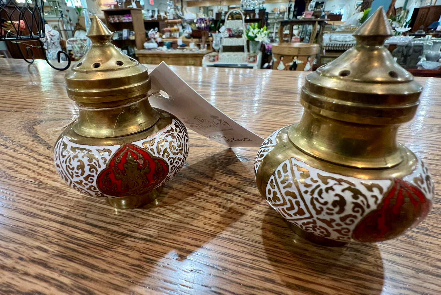 brass salt and pepper shakers
