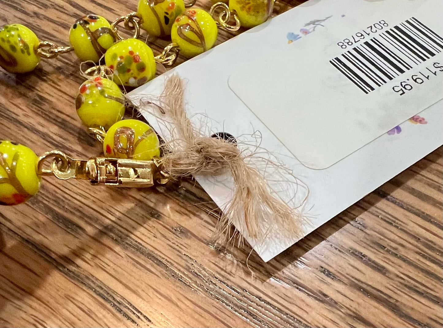 Yellow glass bead necklace