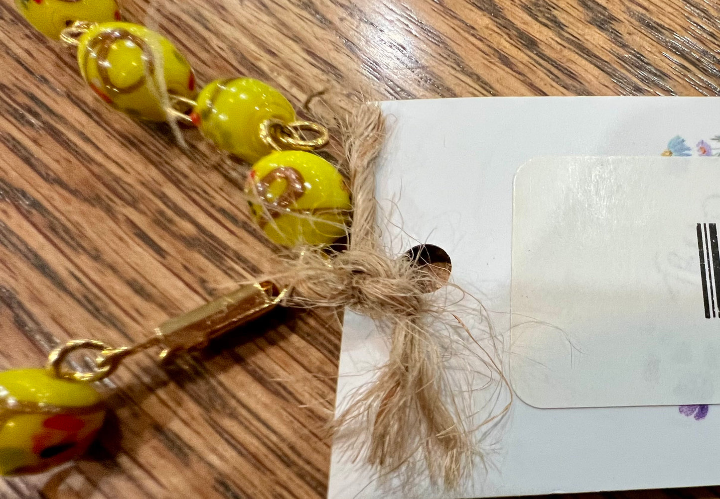 Yellow glass bead necklace