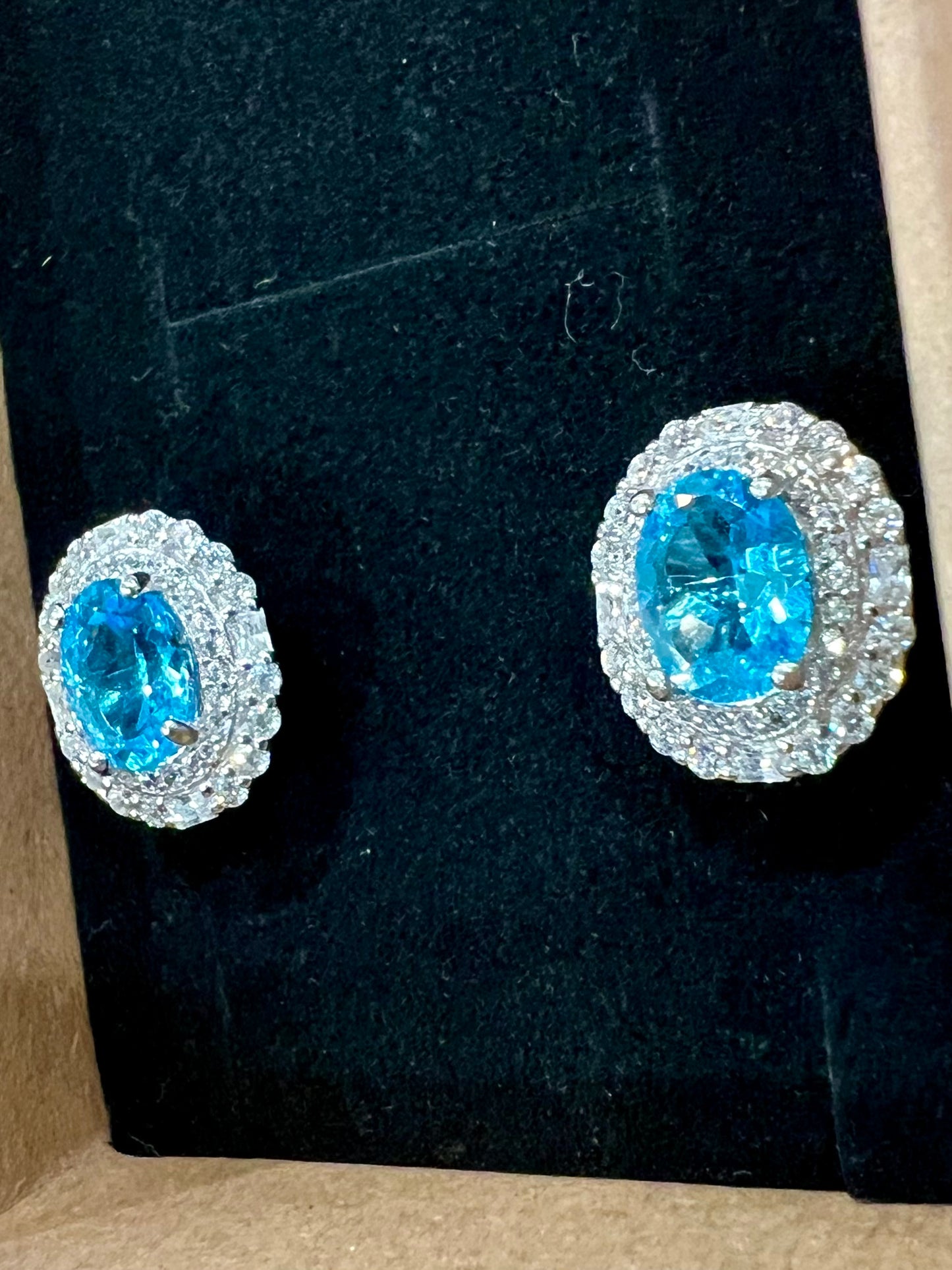 Sterling Oval Swiss Blue Topaz earrings