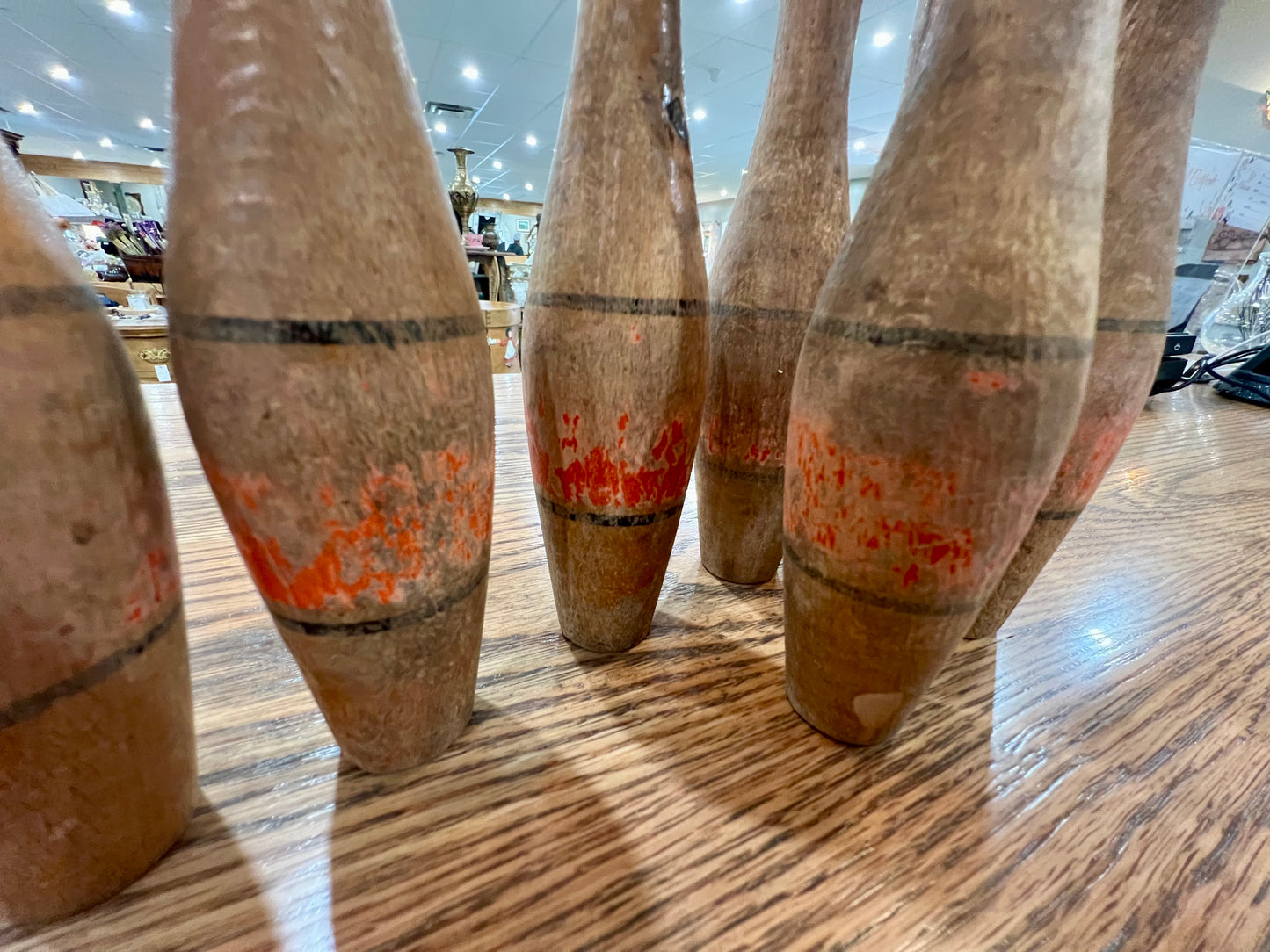 9pc Antique juggling/bowling pin