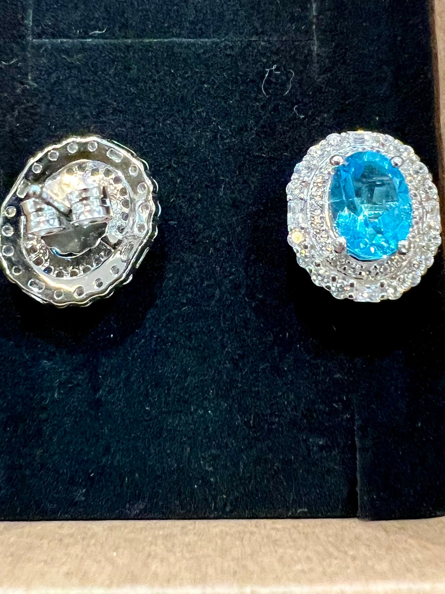 Sterling Oval Swiss Blue Topaz earrings